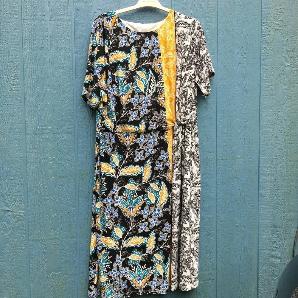 London Times Women’s Tri Color Paisley Midi Dress Plus Size 2X NWT - Picture 3 of 6